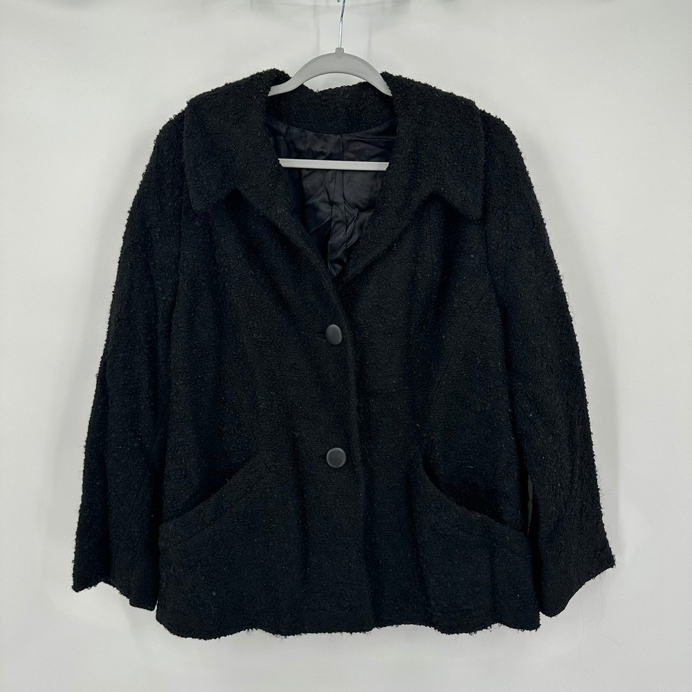 Womens Vintage Textured Boucle Jacket Size 1X Minimalist Dark Academia Old Money